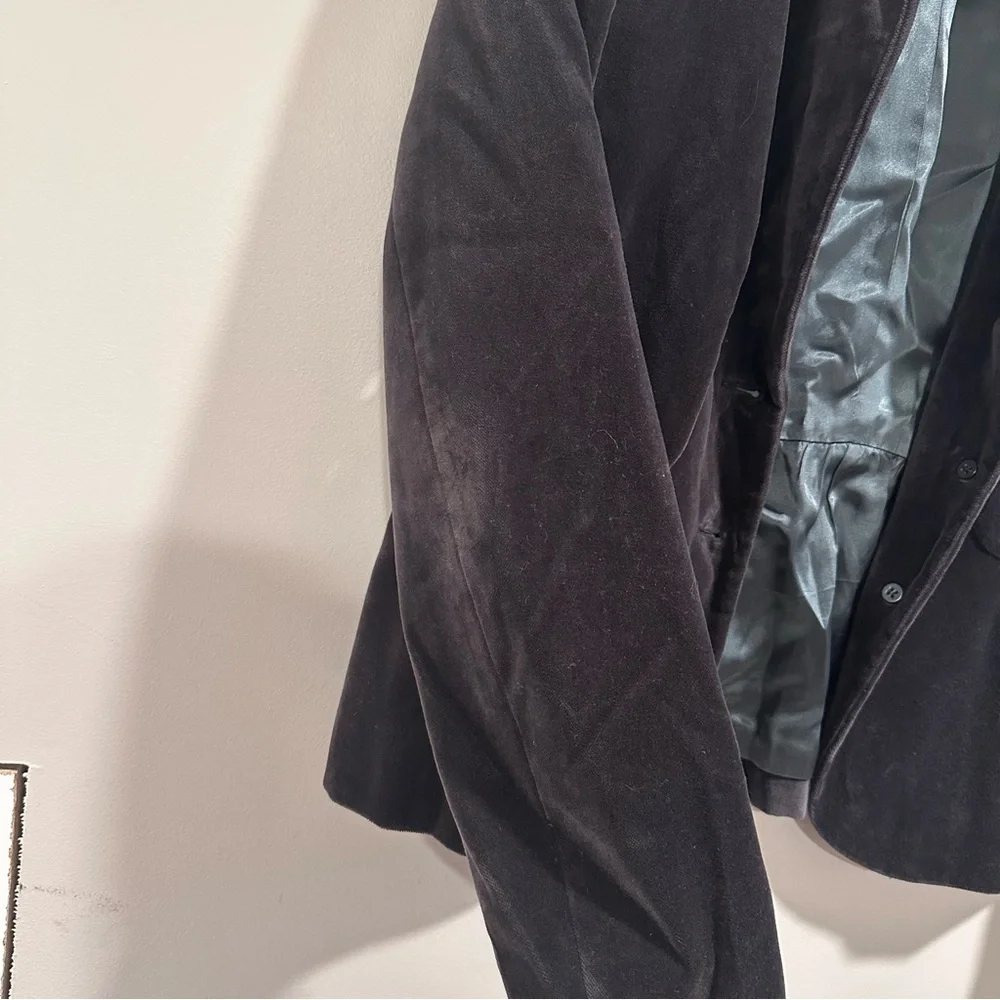 J. Crew Eden Velvet Blazer Jacket Shawl Collar Button Pleated Lined Gray/Purple